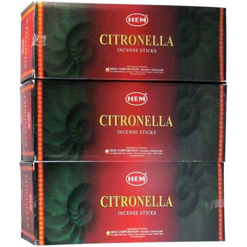  인센스스틱 Hem Citronella Agarbatti Pack of 18 Incense Sticks Boxes, 20gms Each, Traditionally Handrolled in India Aeromatic Natural Fragrance Perfect for Prayers, Yoga, Peace, Positivity Hea