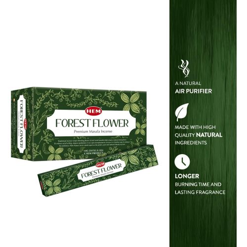  인센스스틱 HEM Forest Flower Natural Masala Relaxing Incense Sticks - 12 Packets (15g Each)