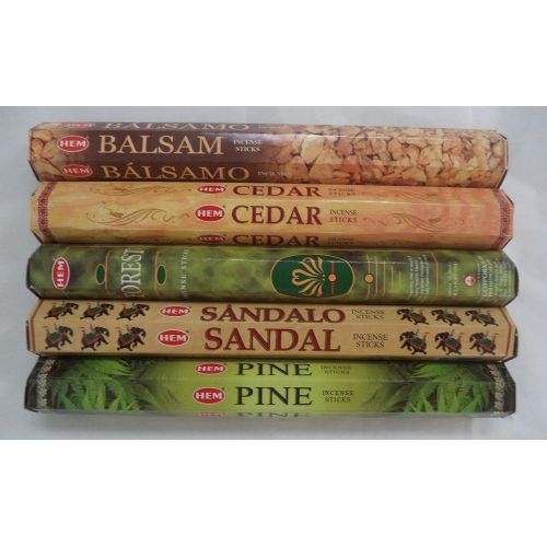  인센스스틱 HEM Incense Variety Set: Forest Balsam Cedar Pine Sandal 5 x 20, 100 Sticks