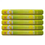 인센스스틱 HEM Lemon Incense Sticks Agarbatti Masala - Pack of 5 Tubes, 20 Sticks Each Box, Total 100 Sticks - Quality Incense Hand Rolled in India for Healing Meditation Yoga Relaxation Pray