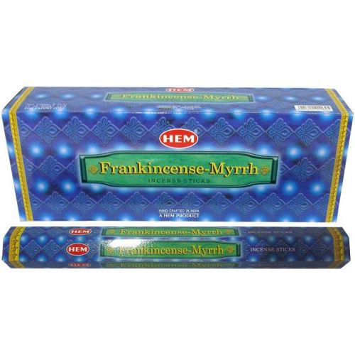  인센스스틱 Hem Frankincense and Myrrh Agarbatti Pack of 18 Incense Sticks Boxes, 20gms Each, Traditionally Handrolled in India Best Aeromatic Natural Fragrance for Prayers, Meditation, Peace,