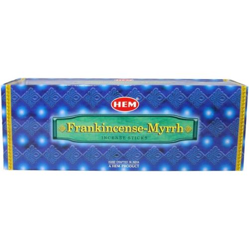  인센스스틱 Hem Frankincense and Myrrh Agarbatti Pack of 18 Incense Sticks Boxes, 20gms Each, Traditionally Handrolled in India Best Aeromatic Natural Fragrance for Prayers, Meditation, Peace,