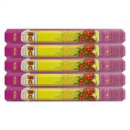 인센스스틱 HEM Strawberry Incense Sticks Agarbatti Masala - Pack of 5 Tubes, 20 Sticks Each Box, Total 100 Sticks - Quality Incense Hand Rolled in India for Healing Meditation Yoga Relaxation