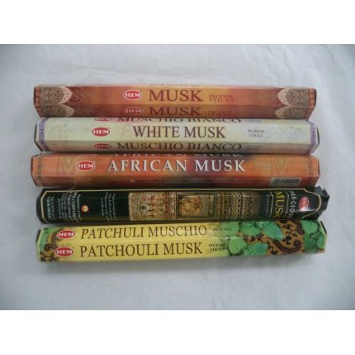  인센스스틱 HEM Incense Musk Assortment Variety Bulk 5 X 20 Stick Box, 100 Sticks