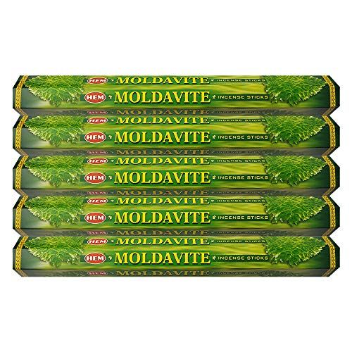  인센스스틱 HEM Moldavite Incense Sticks Agarbatti Masala - Pack of 5 Tubes, 20 Sticks Each Box, Total 100 Sticks - Quality Incense Hand Rolled in India for Healing Meditation Yoga Relaxation