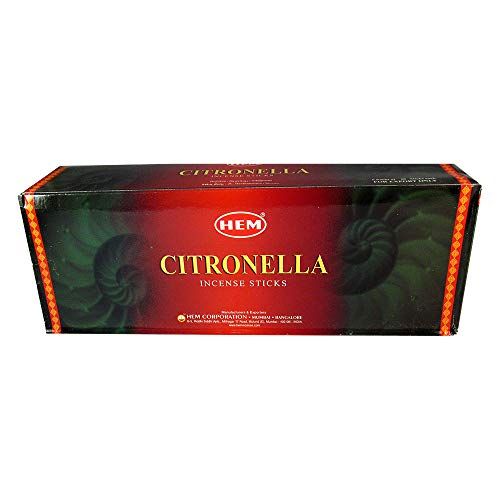  인센스스틱 Hem Citronella Agarbatti Pack of 6 Incense Sticks Boxes, 20gms Each, Traditionally Handrolled in India Best Aeromatic Natural Fragrance Perfect for Prayers, Meditation Yoga Relaxat