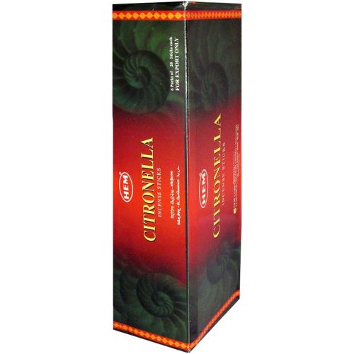  인센스스틱 Hem Citronella Agarbatti Pack of 6 Incense Sticks Boxes, 20gms Each, Traditionally Handrolled in India Best Aeromatic Natural Fragrance Perfect for Prayers, Meditation Yoga Relaxat