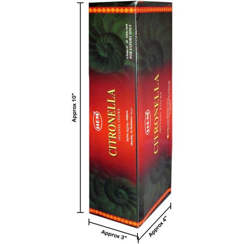  인센스스틱 Hem Citronella Agarbatti Pack of 6 Incense Sticks Boxes, 20gms Each, Traditionally Handrolled in India Best Aeromatic Natural Fragrance Perfect for Prayers, Meditation Yoga Relaxat