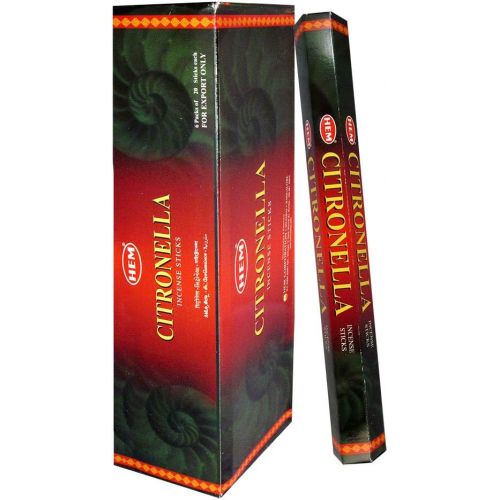  인센스스틱 Hem Citronella Agarbatti Pack of 6 Incense Sticks Boxes, 20gms Each, Traditionally Handrolled in India Best Aeromatic Natural Fragrance Perfect for Prayers, Meditation Yoga Relaxat