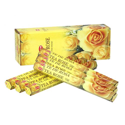  인센스스틱 Tea Rose - Box of Six 20 Stick Hex Tubes - HEM Incense Hand Rolled In India