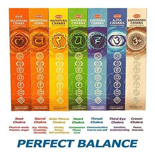  인센스스틱 HEM Incense - 7 Chakra Incense Premium Incense Sticks from Root to Crown 35 Sticks Set Variety Gift Pack - Seven Chakras Incense with Burner - Cleanses Home of Bad Energy (Bundle-1Wood