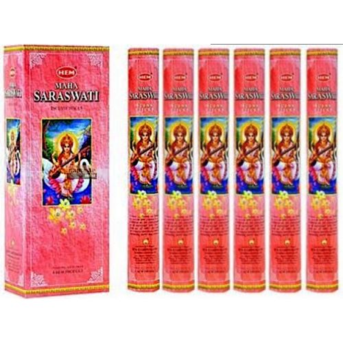  인센스스틱 Maha Saraswati - Box of Six 20 Gram Tubes (120 Sticks) - HEM Incense
