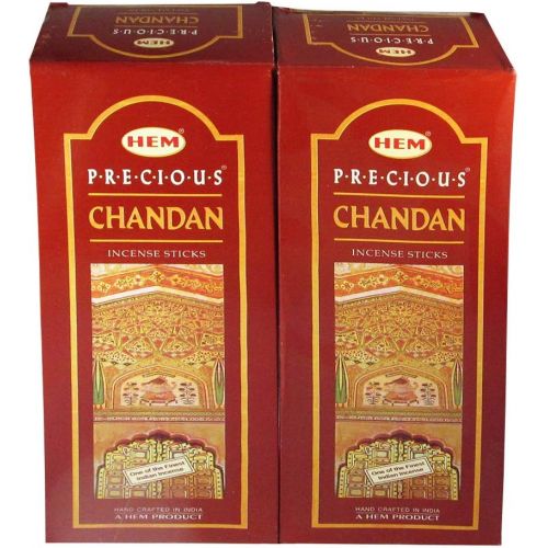  인센스스틱 Hem Precious Chandan Agarbatti Pack of 12 Incense Sticks Boxes, 20gms Each, Traditionally Handrolled In India Aeromatic Natural Fragrance Perfect for Prayers Meditation Relaxation,