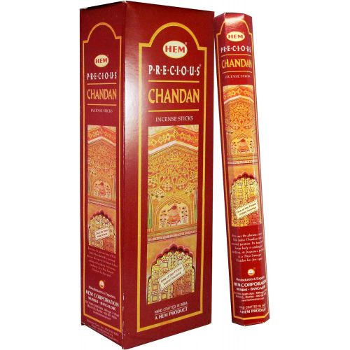  인센스스틱 Hem Precious Chandan Agarbatti Pack of 12 Incense Sticks Boxes, 20gms Each, Traditionally Handrolled In India Aeromatic Natural Fragrance Perfect for Prayers Meditation Relaxation,