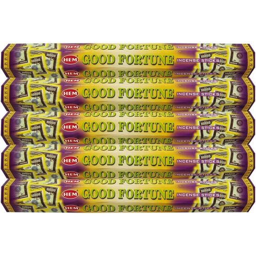  인센스스틱 HEM Good Fortune Incense Sticks Agarbatti Masala - Pack of 5 Tubes, 20 Sticks Each Box, Total 100 Sticks - Quality Incense Hand Rolled in India for Healing Meditation Yoga Relaxati