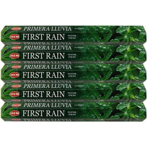  인센스스틱 HEM First Rain Incense Sticks Agarbatti Masala - Pack of 5 Tubes, 20 Sticks Each Box, Total 100 Sticks - Quality Incense Hand Rolled in India for Healing Meditation Yoga Relaxation