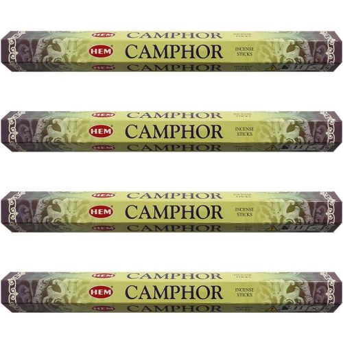  인센스스틱 HEM Camphor Incense Sticks Agarbatti Masala - Pack of 4 Tubes, 20 Sticks Each Box, Total 80 Sticks - Quality Incense Hand Rolled in India for Healing Meditation Yoga Relaxation Pra