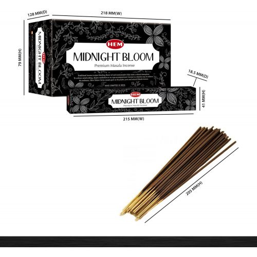  인센스스틱 HEM Midnight Bloom Natural Masala Relaxing Incense Sticks - 12 Packets (15g Each)