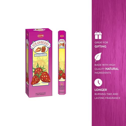  인센스스틱 HEM Strawberry Incense Sticks - Pack of 6 (20 sticks each) - For Meditation and Aromatherapy