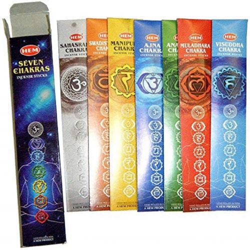  인센스스틱 HEM Incense 7 Chakras Incense Natural Meditation Premium Incense Sticks from Root to Crown 35 Sticks Set Gift Pack - Perfect Balance Seven Chakras Incense for Healing, Yoga, Meditation