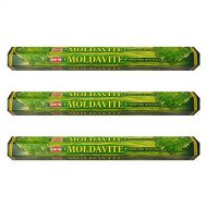 인센스스틱 HEM Moldavite Incense Sticks Agarbatti Masala - Pack of 3 Tubes, 20 Sticks Each Box, Total 60 Sticks - Quality Incense Hand Rolled in India for Healing Meditation Yoga Relaxation P