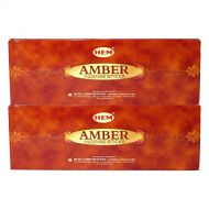 인센스스틱 Hem Amber Agarbatti Pack of 12 Incense Sticks Boxes, 20gms Each, Traditionally Handrolled in India Aeromatic Natural Fragrance for Prayers, Meditation Relaxation Peace, Spiritualit