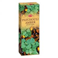 인센스스틱 Patchouli Amber - Box of Six 20 Stick Hex Tubes - HEM Incense Hand Rolled In India