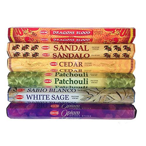  인센스스틱 HEM Incense Sticks Best Sellers 6 Boxes X 20 Grams, Total 120 Gm