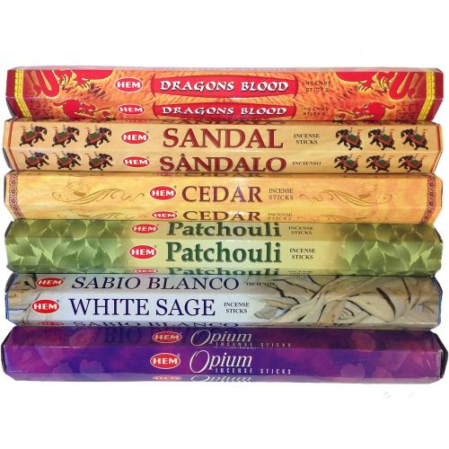  인센스스틱 HEM Incense Sticks Best Sellers 6 Boxes X 20 Grams, Total 120 Gm