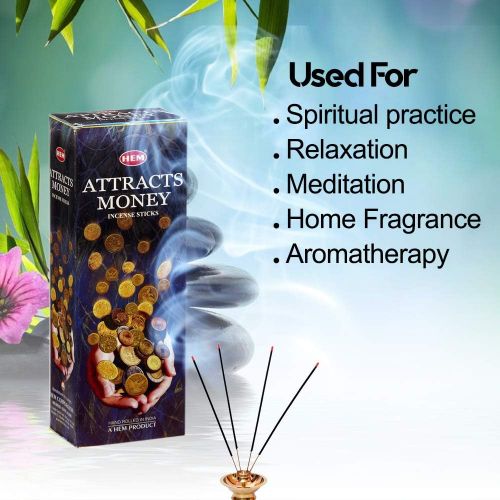  인센스스틱 120 Incense Sticks Bulk Pack, HEM, Zen Aromatherapy, 6 Boxes of 20 Sticks Attracts Money