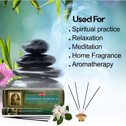  인센스스틱 120 Incense Sticks Bulk Pack, HEM, Zen Aromatherapy, 6 Boxes of 20 Sticks - Egyptian Jasmine