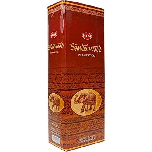  인센스스틱 HEM - Sandalwood Incense Sticks - Pack of 6 - 120 count - 301g