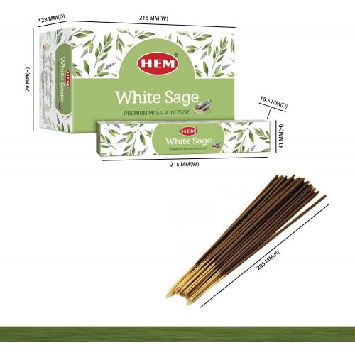  인센스스틱 HEM White Sage Natural Masala Cleansing Incense Sticks - 12 Packets (15g Each)