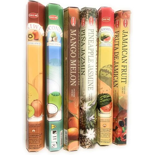  인센스스틱 Hem Tropical Fruit Variety Incense Set 6 X 20 = 120 Sticks Variety Gift Pack