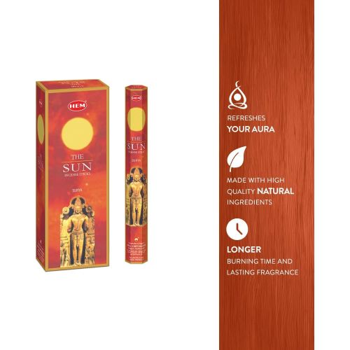  인센스스틱 HEM Sun Incense Sticks - Pack of 6 - 120 Count - 301g