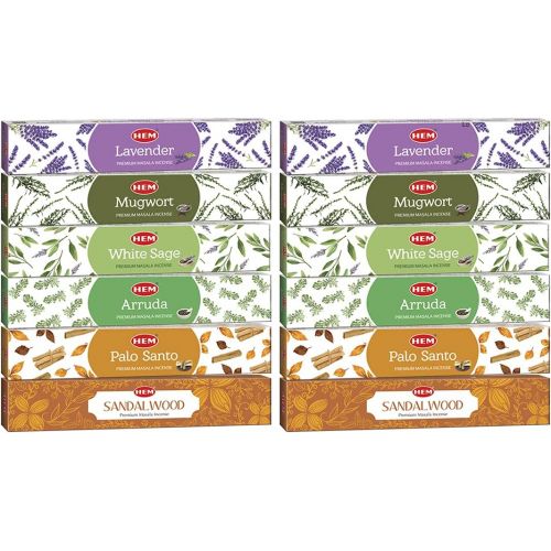  인센스스틱 HEM Masala Assorted Natural Masala Cleansing Incense Sticks - 12 Packets (15g Each)