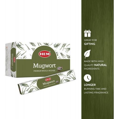  인센스스틱 HEM Mugwort Natural Masala Relaxing Incense Sticks - 12 Packets (15g Each)