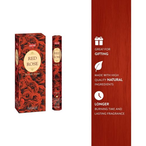  인센스스틱 HEM Red Rose Incense Sticks - Pack of 6 (120 count, 301g)