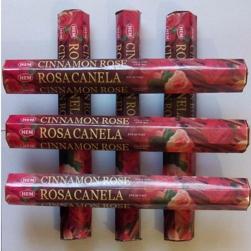  인센스스틱 HEM 6 Pack 20 Stick Cinnamon Rose - Box of Six 20 Stick Tubes, 120 Sticks Total - HEM Incense