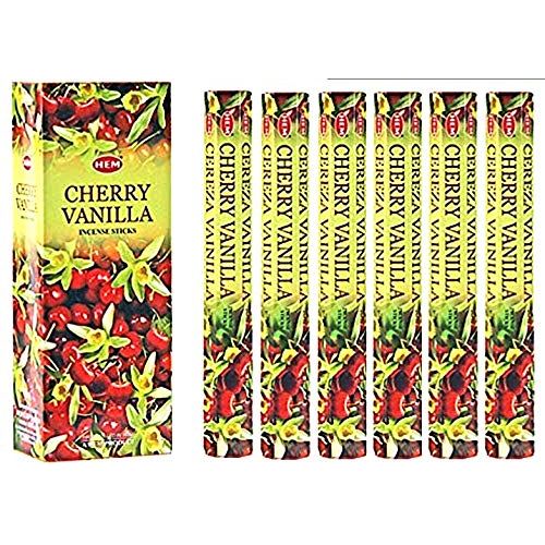  인센스스틱 HEM 6 Pack 20 Stick Cherry Vanilla - Box of Six 20 Stick Tubes - Hem Incense
