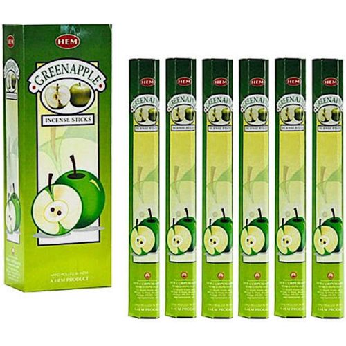  인센스스틱 HEM 6 Pack 20 Stick 1 X Green Apple - Box of Six 20 Stick Tubes, 120 Sticks Total - HEM Incense