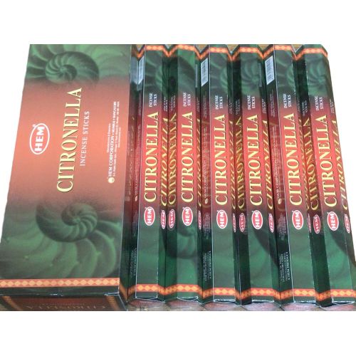  인센스스틱 HEM 6 Pack 20 Stick Citronella - Box of Six 20 Stick Tubes - HEM Incense