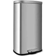 [아마존베스트]HEMBOR 8 Gallon(30L) Trash Can, Brushed Stainless Steel Rectangular Garbage Bin with Lid and Inner Buckets, Soft Step Slow and Silent Open Close Dustbin, Suit for Home Bathroom, Ki