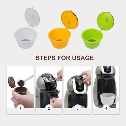  Hemoton 3pcs Reusable Capsules Refillable Coffee Pod Filters Espresso Maker System Compatible for Dolce Gusto
