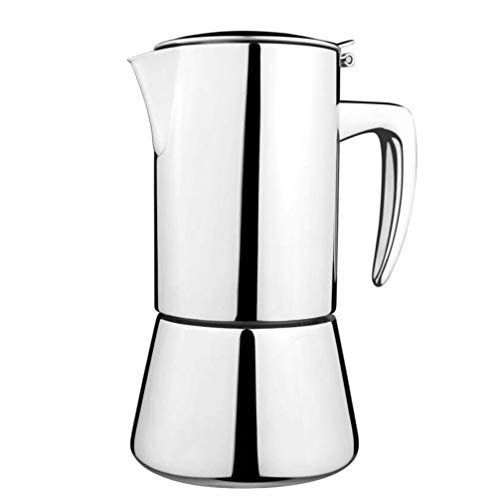  HEMOTON Stainless Steel Coffee Maker 200ml Espresso Maker Moka Pot Coffee Kettle Tea Pot for Kitchen Home Office Silver