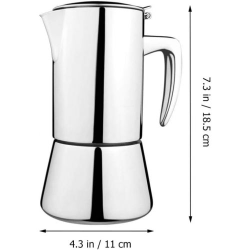  HEMOTON Stainless Steel Coffee Maker 200ml Espresso Maker Moka Pot Coffee Kettle Tea Pot for Kitchen Home Office Silver