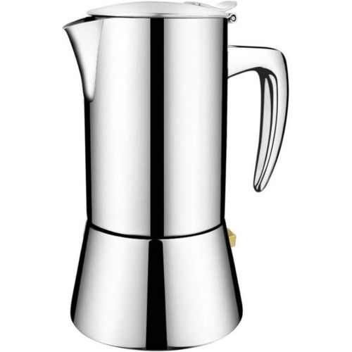  HEMOTON Stainless Steel Coffee Maker 200ml Espresso Maker Moka Pot Coffee Kettle Tea Pot for Kitchen Home Office Silver