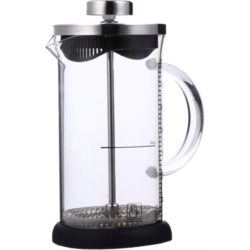  HEMOTON Stainless Steel Coffee Pot Espresso Maker French Press Coffee Maker Glass Tea Kettle for Camping Stovetop 350ml