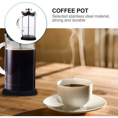  HEMOTON Stainless Steel Coffee Pot Espresso Maker French Press Coffee Maker Glass Tea Kettle for Camping Stovetop 350ml