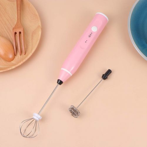  [아마존베스트]Hemoton Electric Milk Frother with Double Whisk, 2 in 1 USB Rechargeable Battery Operated Milk Frother Hand Mixer Milk Foam Egg Mixer for Coffee, Cappuccino, Pink